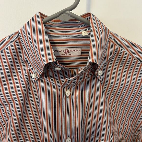 Luciano Barbera Button Up Shirt Mens S Striped Long Sleeve Cotton Business Italy - Picture 4 of 11